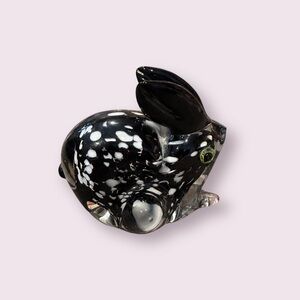 Black and White Glass Rabbit Figurine